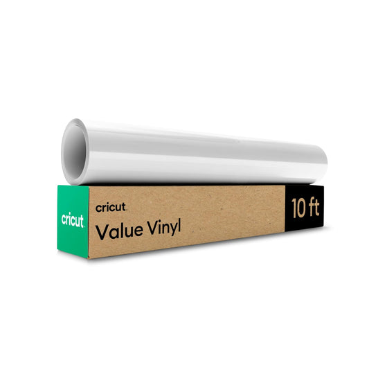 Cricut® Value - Vinilo permanente, blanco brillante (12 x 10 pies)