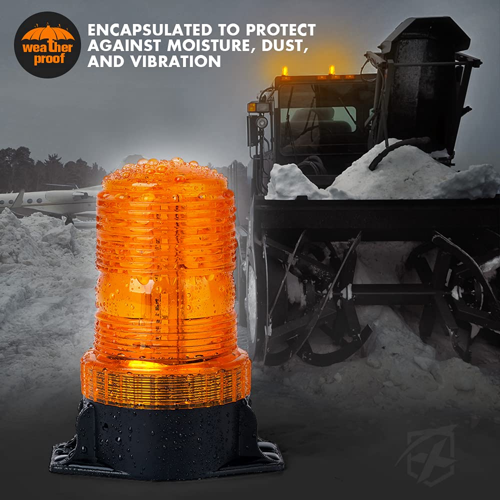 Xprite 30 LED Ámbar Luz Estroboscópica de Baliza para Montacargas Luces Intermitentes de Advertencia de Seguridad para Cortacésped de 10-110V, ATV, Camiones, Tractor, Carritos de Golf, UTV, Autos