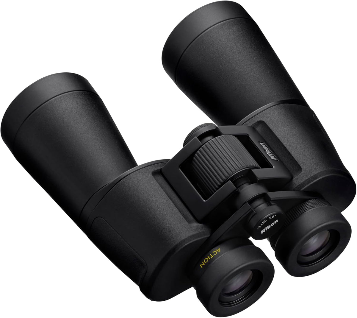 Nikon Action - Binocular de 12 x 50 | Óptica Revestimiento múltiple, Aumento de 12x de Alta Potencia, Lentes de Lente de 50 mm, Lentes Ajustables de Giro y Deslizamiento y diseño