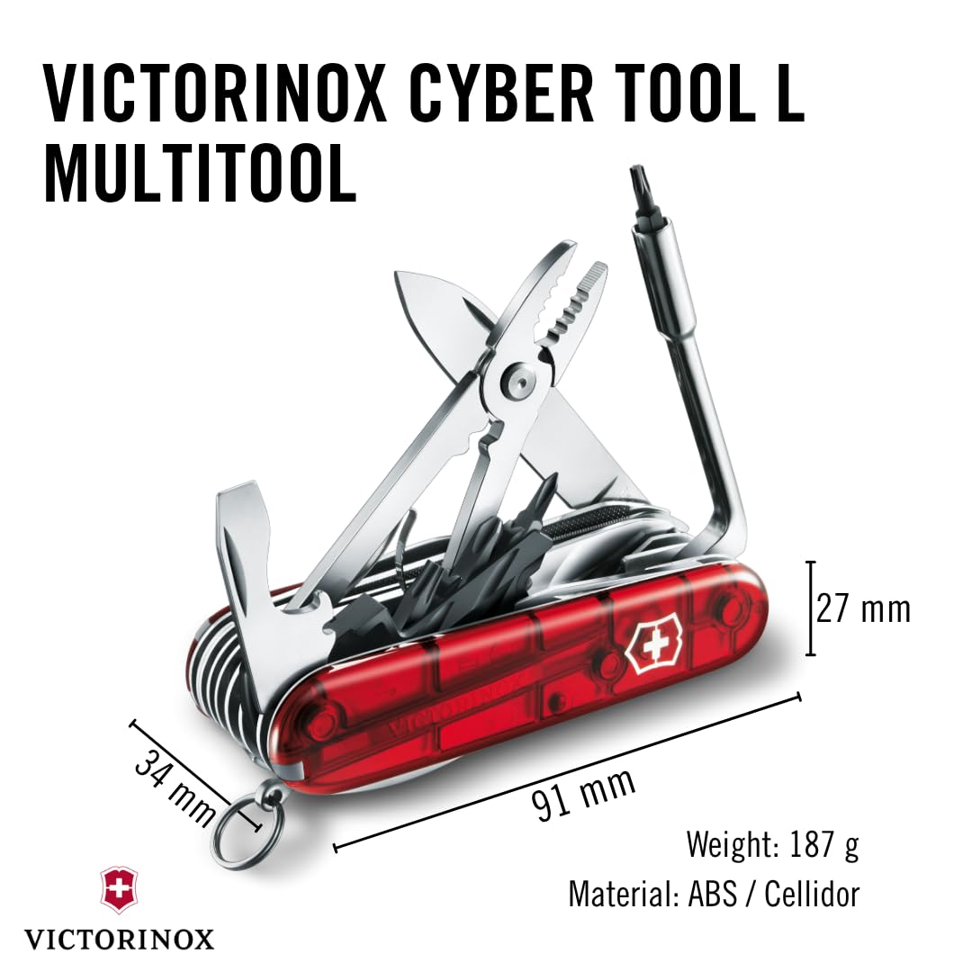 Victorinox Navaja Cybertool, Roja Transparente, 39 Usos