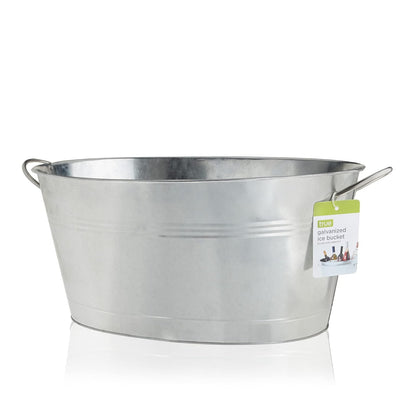True - Tina galvanizada, cubos de hielo grandes para fiestas, enfriador de bebidas para cerveza, vino, gaseosas, agua embotellada, tina de bebidas rústica, cubeta de bebidas para fiestas en interiores