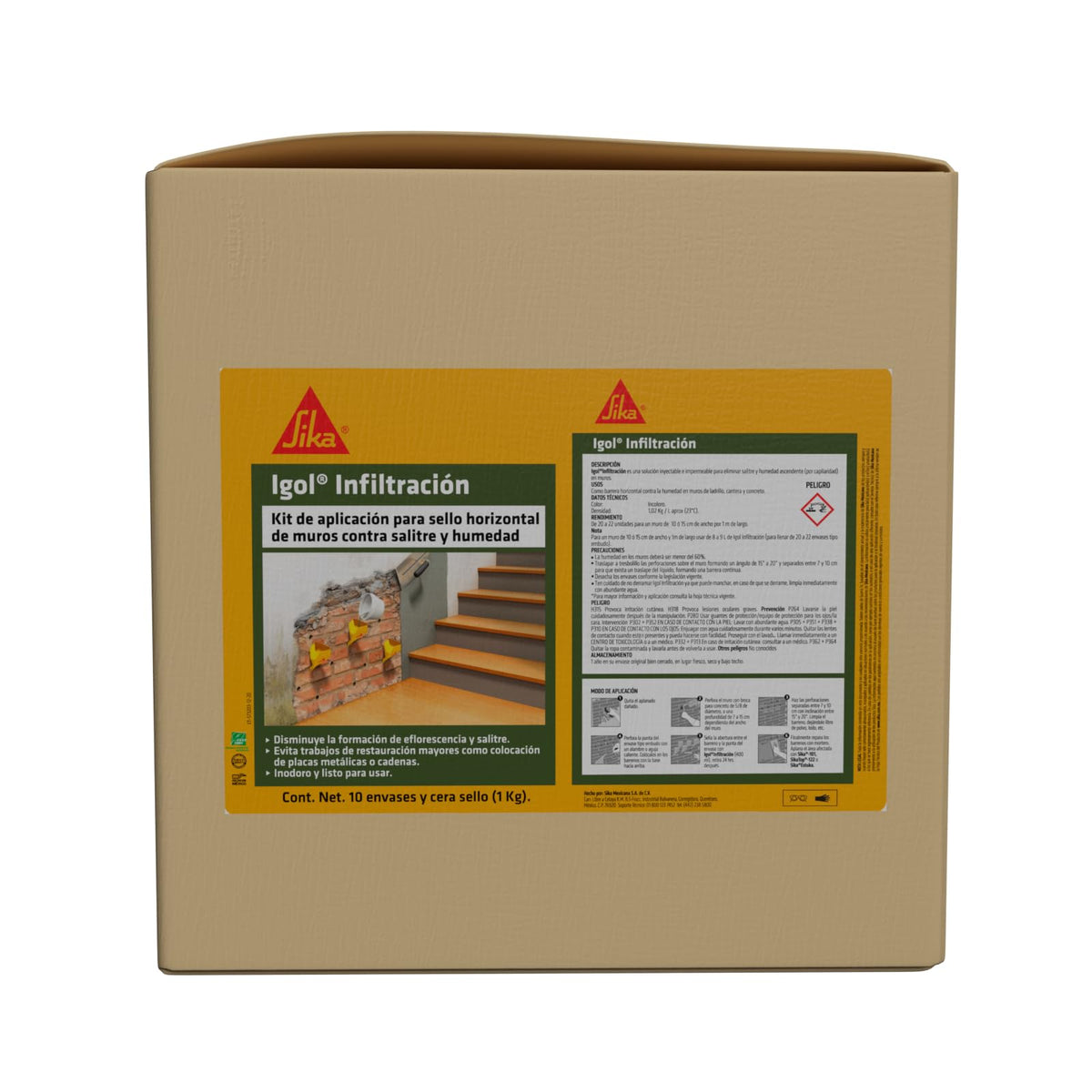 SIKA - Kit de Aplicación Igol Infiltración - Envase Predosificado Tipo Embudo - Diseñado para la Infiltración - 4L