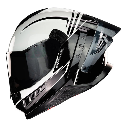KOV Casco EKHO Two Point Gris Brillante para Moto Integral Deportivo Certificado Dot