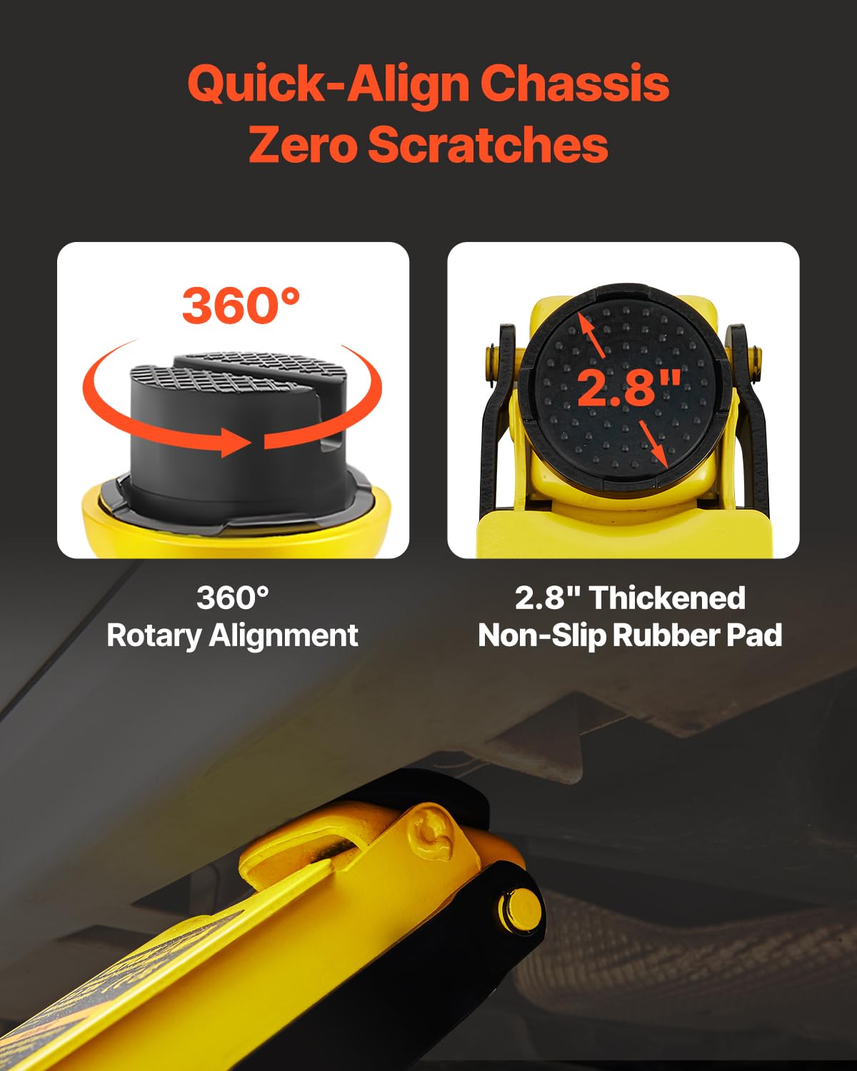 VEVOR Gato de Bajo Perfil de Acero Carga Máxima de 2,5 T Gato Hidraulico para Automóvil Rango de Elevación 85-380 mm Bomba Hidráulica Simple Gato Carretilla para Automóviles Familiares, Camiones, Todoterrenos