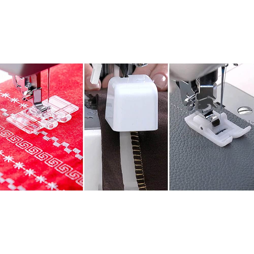Singer® Kit de prensatelas para Manualidades de Alta Resistencia, 3 Piezas | Cortador lateral, costura paralela, accesorios antiadherentes, ideal para recortar, dobladillo, proyectos decorativos