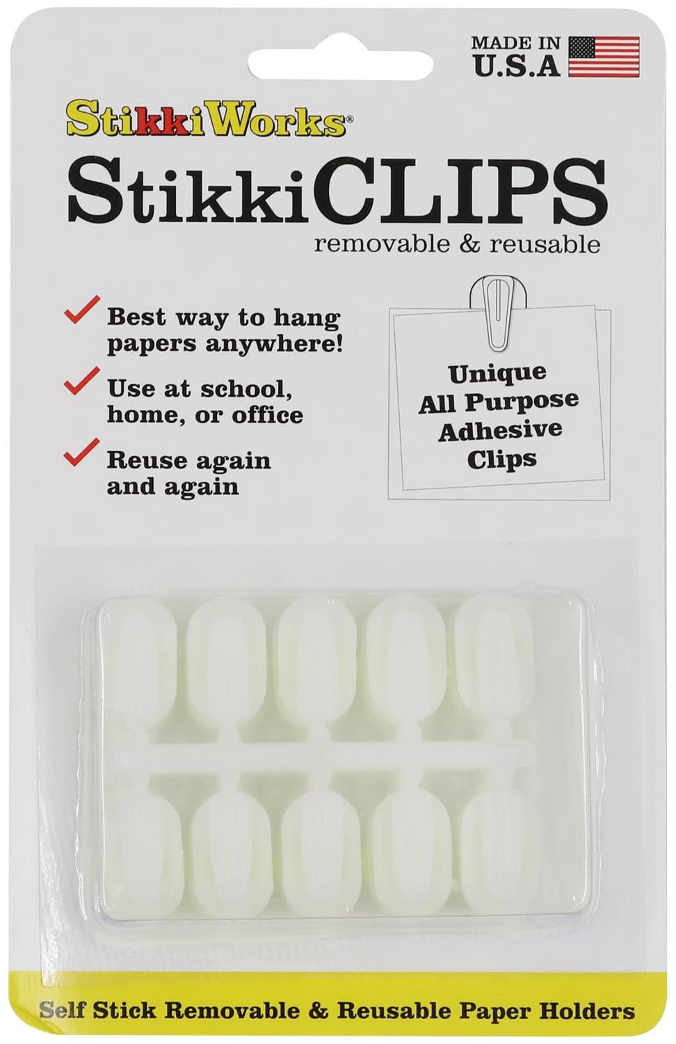 Stikki Works - Clips blancos de 20 por paquete de ayuda para el aula para maestros
