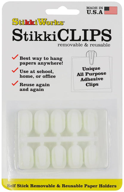 Stikki Works - Clips blancos de 20 por paquete de ayuda para el aula para maestros