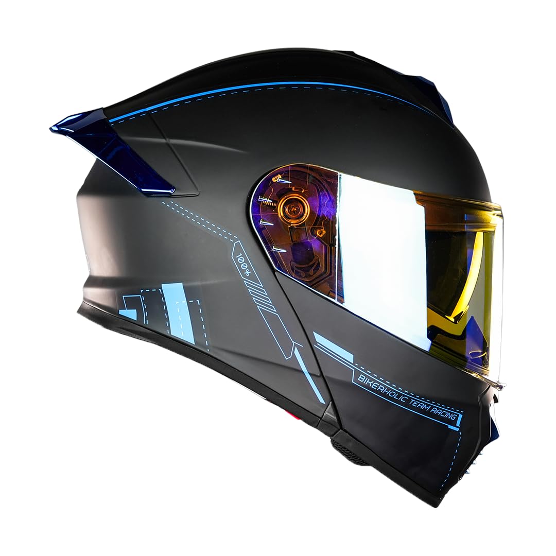 KOV Casco Metal Blue Thunder ABATIBLE Azul para Moto Certificado Dot