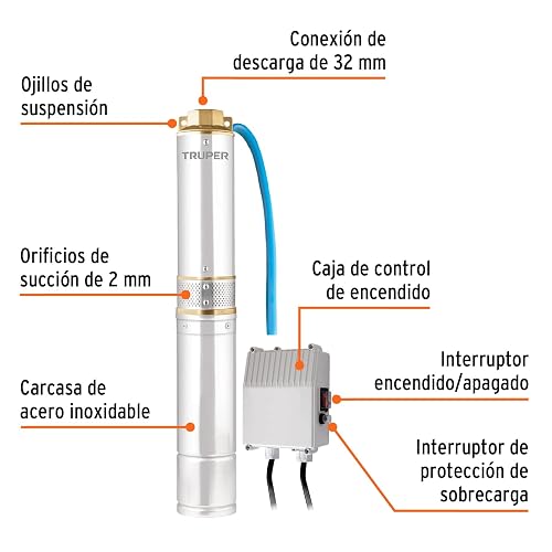 Truper BOS-1/2LM2, Bomba sumergible tipo bala para agua limpia 1/2 HP