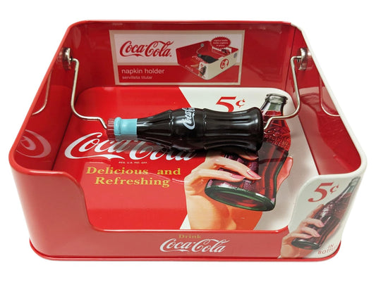 Tin Box Company - Servilletero plano con mango de réplica de plástico, Coca Cola