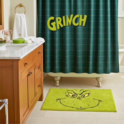 Franco Collectibles Grinch by Dr. Seuss - Alfombra de baño de poliéster Antideslizante para día Festivo y Navidad, 21 x 34 Pulgadas, (Producto con Licencia Oficial)