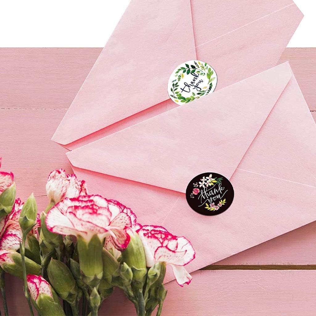 500 Pegatinas de Agradecimiento de 1 Pulgadas, 8 Diseños Florales de Etiquetas Adhesivas de Agradecimiento para Tarjetas de Felicitación, Calcomanías de Agradecimiento para Negocios, Redondas