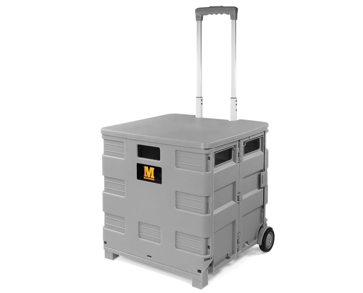 MaxWorks 50876 Carro Plegable Gris para Profesores, Multifuncional para Profesores, con Almacenamiento Adicional, Ruedas duraderas y diseño fácil de Plegar para Aula, Oficina, Compras