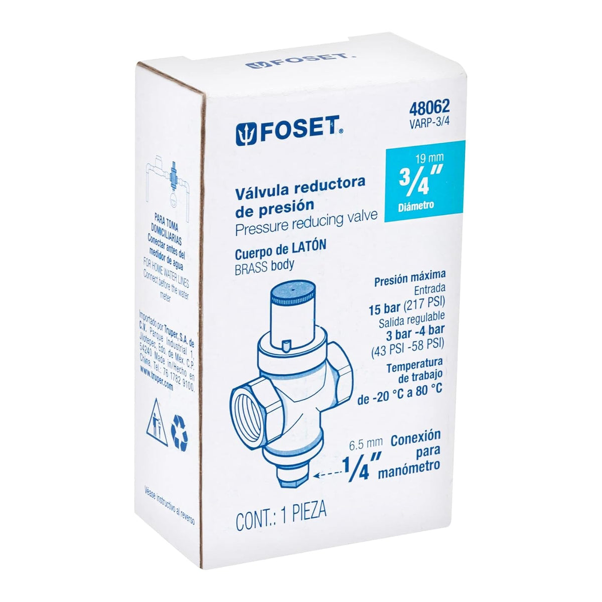Foset VARP-3/4, Válvula reductora de presión 3/4"
