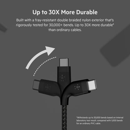 Belkin CAB011bt3MBK Cable Pro Flex USB-C a USB-C con correa 3M Negro