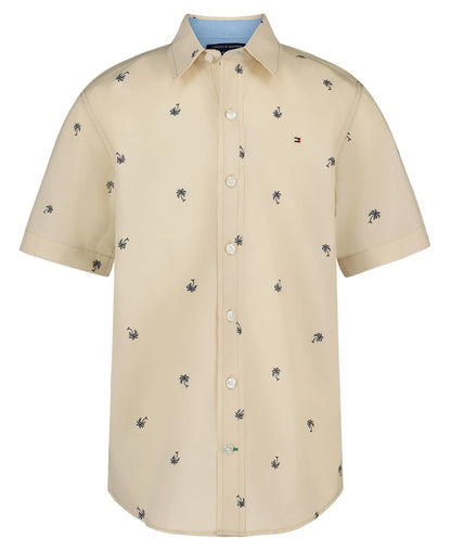 Tommy Hilfiger Camisa Tejida de Manga Corta con Botones para niño