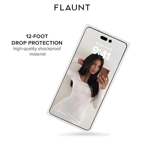 FLAUNT - Funda Protectora Cuadrada Oficial - Compatible con iPhone 16 Pro MAX - Compatible con MagSafe y Carga inalámbrica - Probado en caídas y a Prueba de Golpes - (satén Iridiscente Rosa)