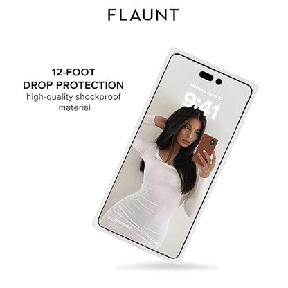 FLAUNT - Funda Protectora Cuadrada Oficial - Compatible con iPhone 16 Pro MAX - Compatible con MagSafe y Carga inalámbrica - Probado en caídas y a Prueba de Golpes - (satén Iridiscente Rosa)
