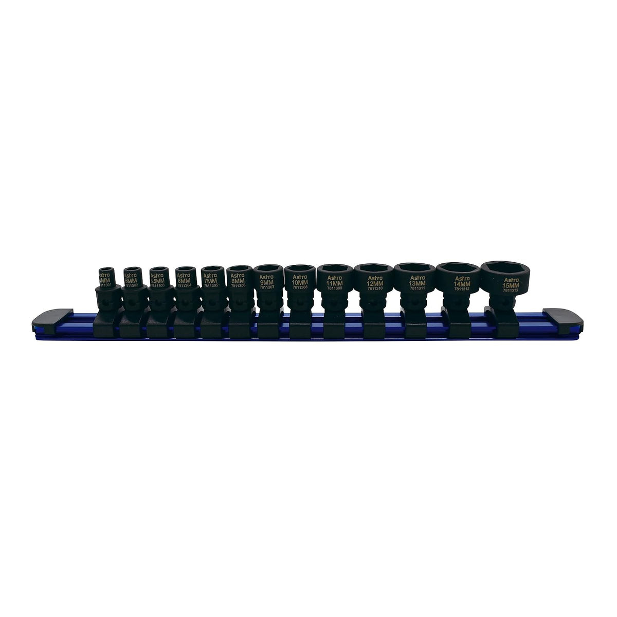 Astro Tools 78113 - Enchufes de impacto nano de perfil bajo de 13 piezas de 1/4", sistema métrico