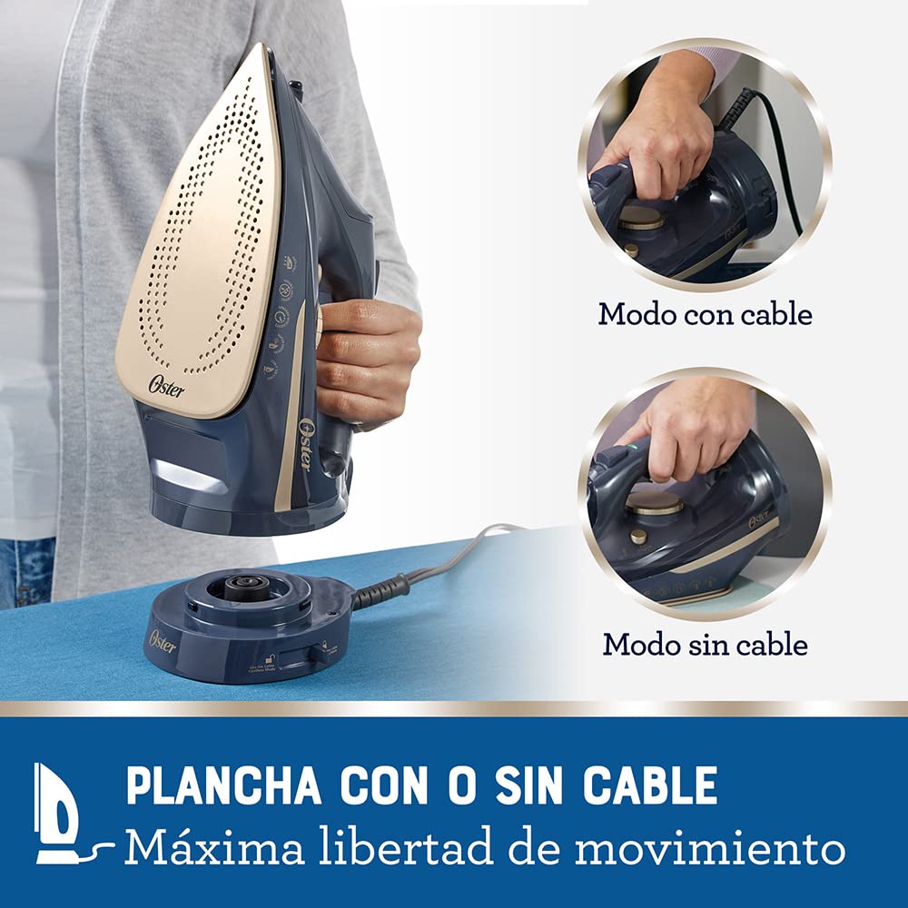 Oster Plancha de vapor inalámbrica 2 en 1 con suela de cerámica