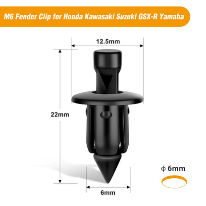 GOOACC 50 Piezas M6 Clip de Guardabarros retenedor Parachoques de Nailon Remache Pernos de Motocicleta (2005-6SRIV) para Honda Kawasaki Suzuki GSX-R Yamaha YZF R1 R6 ATV Moto Car