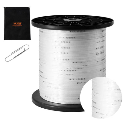 VEVOR Cinta de tracción de poliéster 1/2" x 1053', Cuerda Plana Tipo Mule, 1250 lbf, Cinta de tracción de Cable Impresa para Embalaje, instalaciones eléctricas comerciales y conductos, Blanca