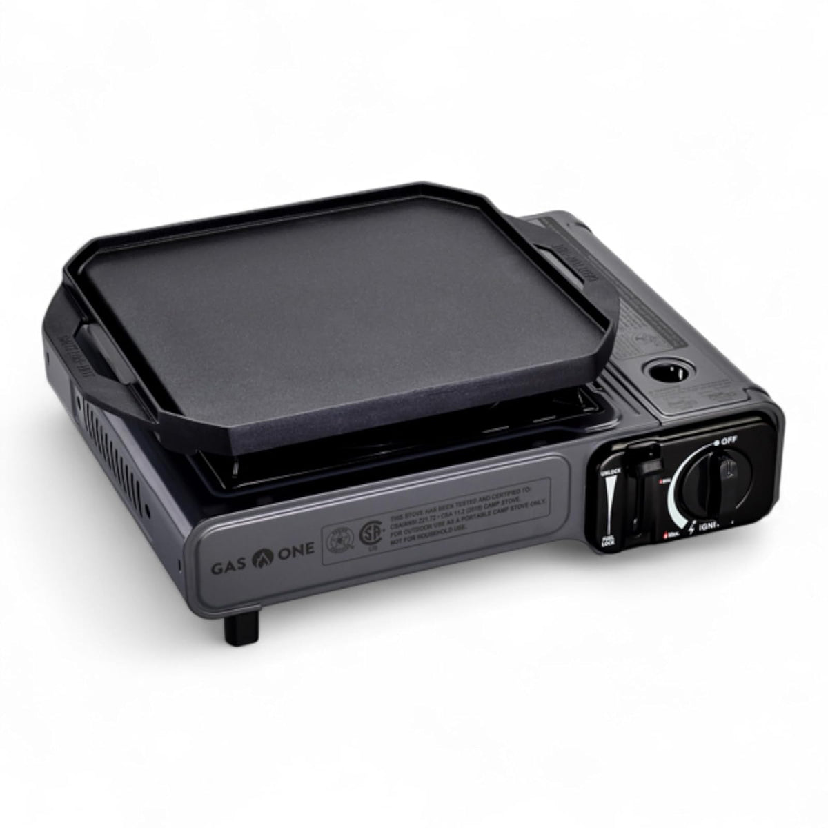 GasOne GS-1000G-KIT - Estufa de gas butano con plancha superior plana incluida, quemadores de estufa de butano para cocinar para camping, cocina, aluminio fundido a presión con revestimiento