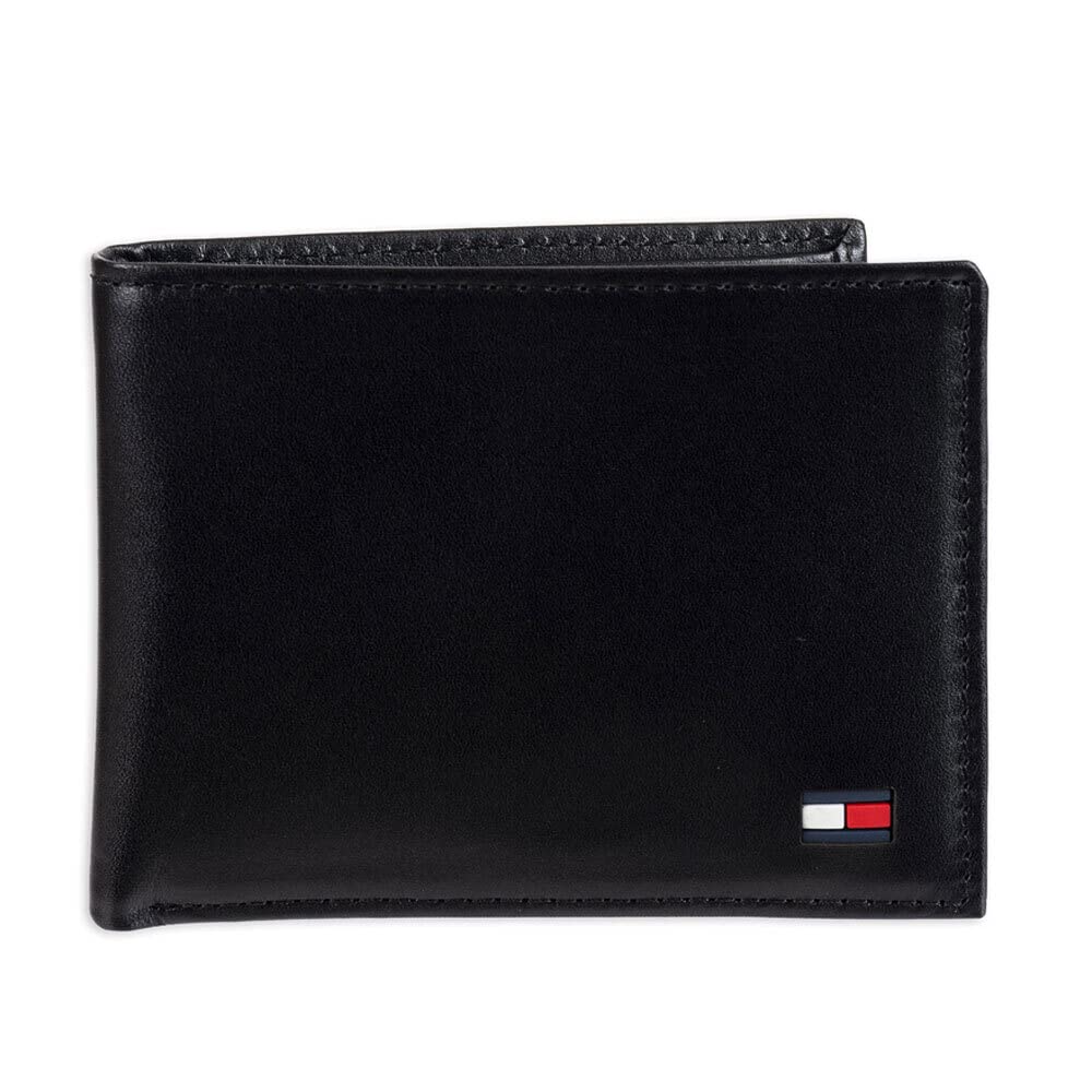 Tommy Hilfiger, Cartera multiusos de piel para hombre, - Talla Única - Negro (Black Dore)