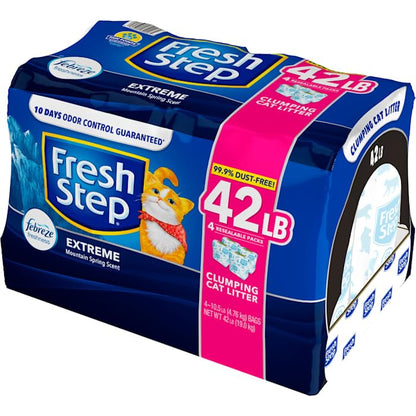 Fresh Step Extreme Scented Litter con el Poder de Febreze. Arena aglutinante para Gatos, Aroma Mountain Spring, 42 Libras (19 kg)