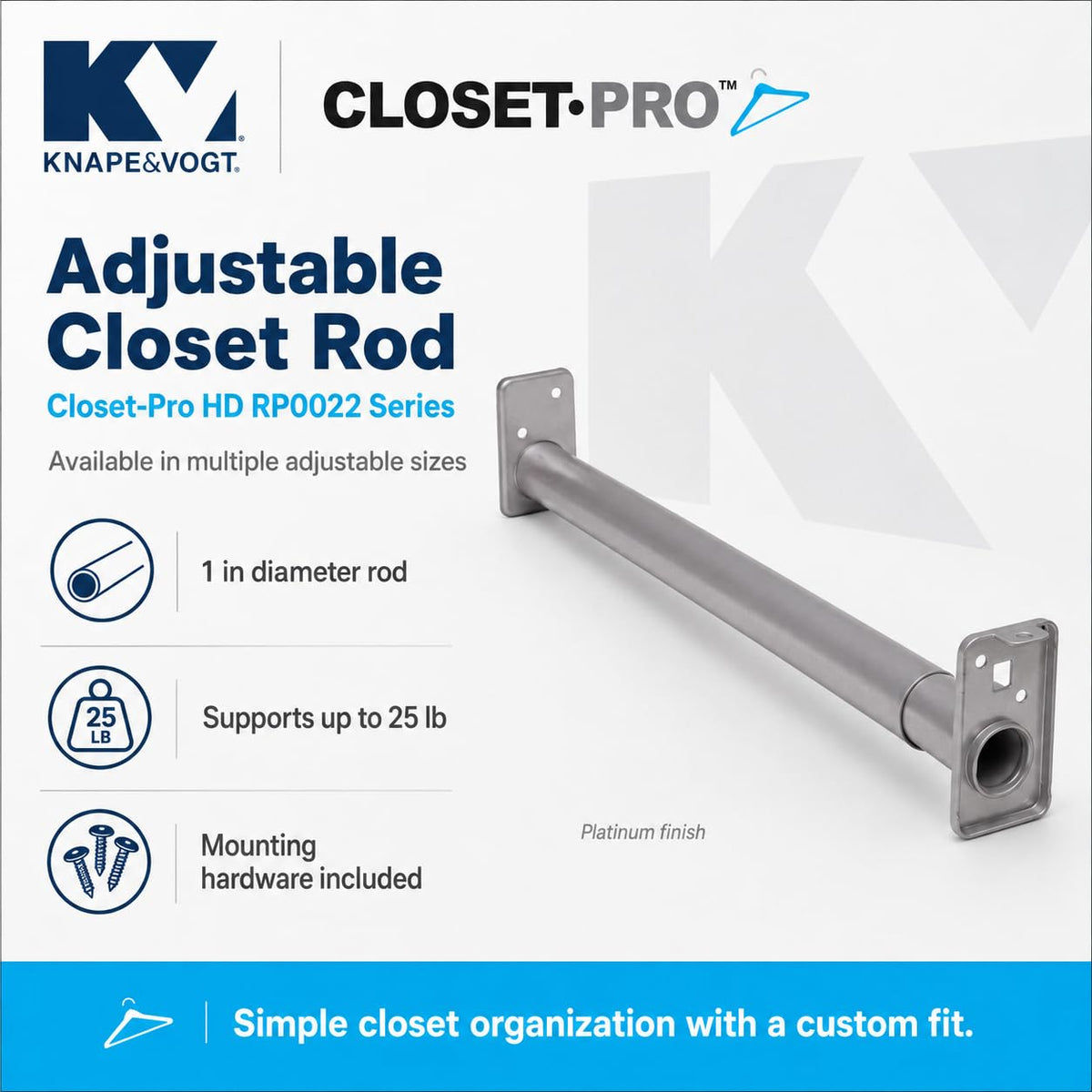 John Sterling Adjustable Closet Rod, Platinum