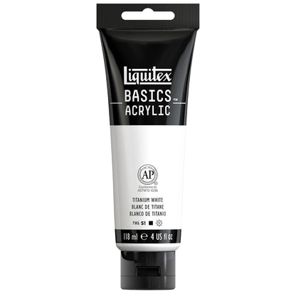 Liquitex Basics Pintura Acrílica, Tubo de 4 oz - Blanco titanio - Tubo de 4 oz