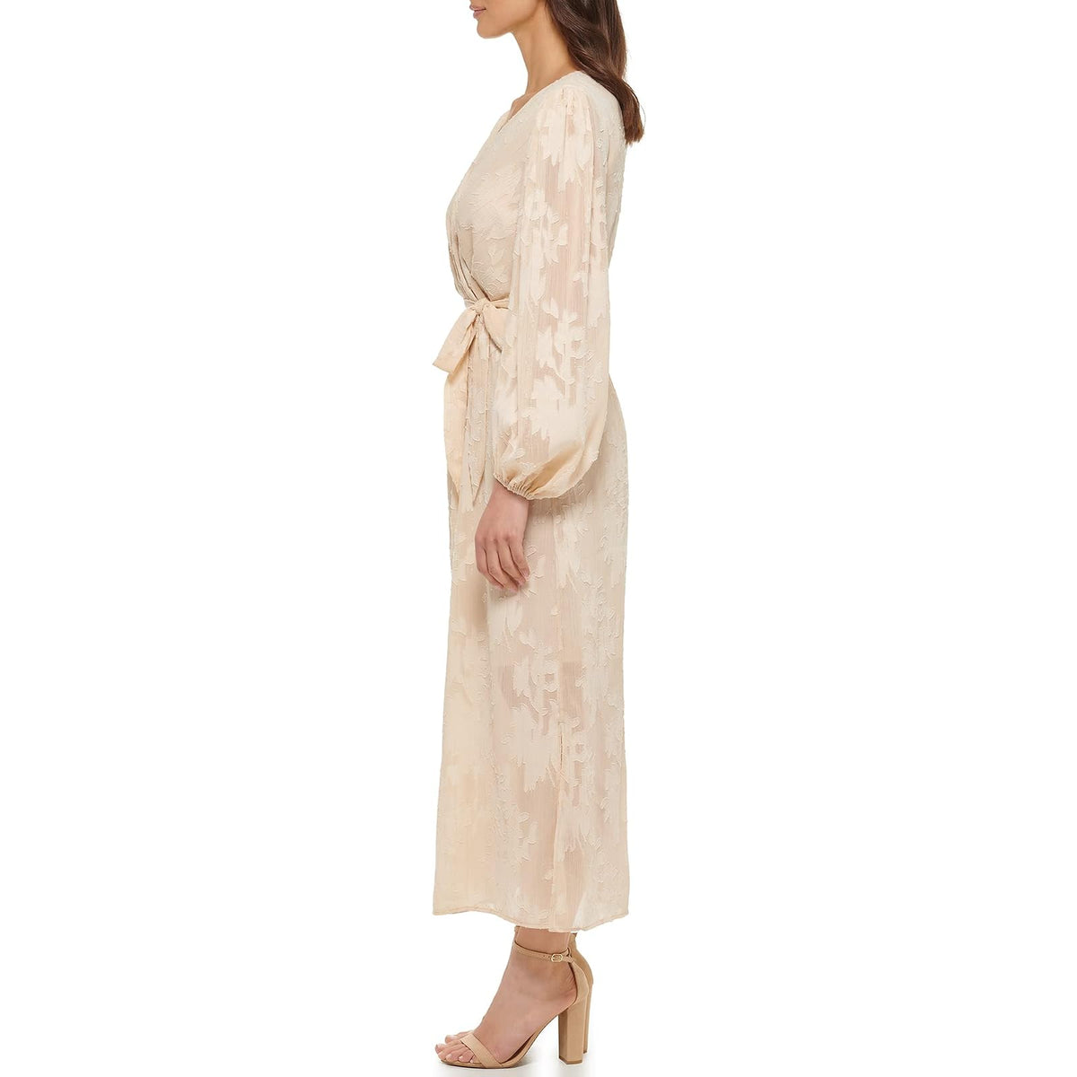 kensie Vestido Largo de Gasa con Lazo en la Cintura Vestido Informal para Mujer