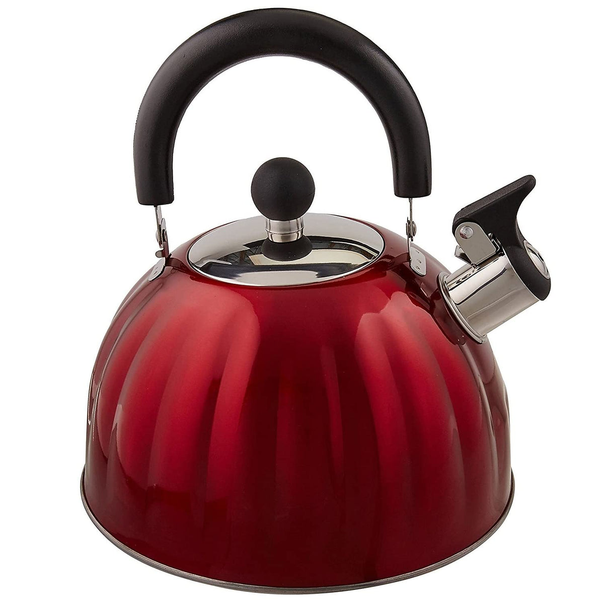 Mr. Coffee Flintshire Tetera Silbante de Acero Inoxidable, 1.75 Cuartos - Rojo metálico
