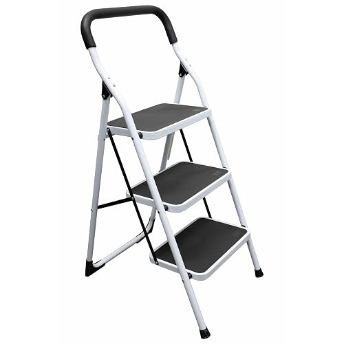 Surtek ETT3 Escalera Tubular Plegable Tipo Taburete de Acero de 3 escalones