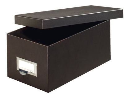 Globe-Weis Fiberboard Caja de almacenamiento de tarjetas de índice, Negro sólido, 3 x 5 pulgadas
