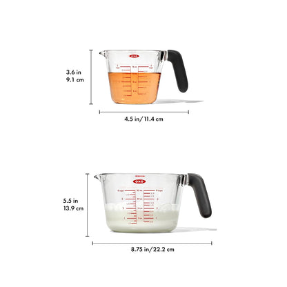 OXO Good Grips - Juego de tazas medidoras de vidrio de 2 tazas y 4 tazas