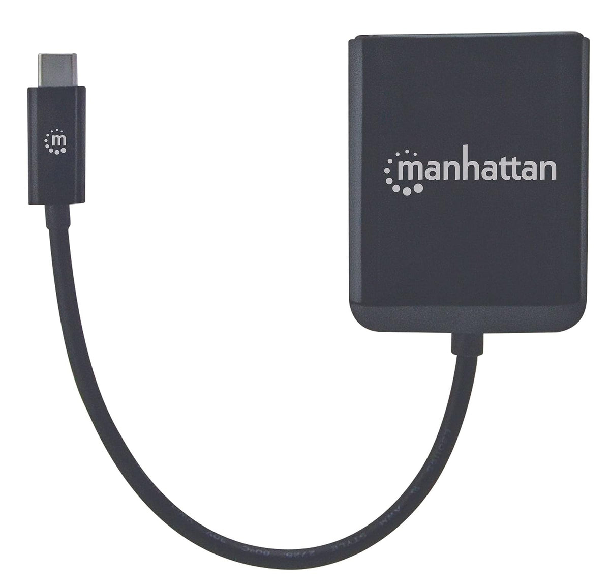MANHATTAN Cable Adaptador USB-C a Dual DisplayPort 1.2, 4K@30Hz, 19.5cm, Macho a Hembra, USB-C a 2X DisplayPorts, MST Hub, Espejo, Negro, garantía de Tres años, ampolla