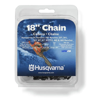 Husqvarna Cadena de motosierra de calibre 050 de 18 pulgadas, 3/8 de paso bajo retroceso y baja vibración