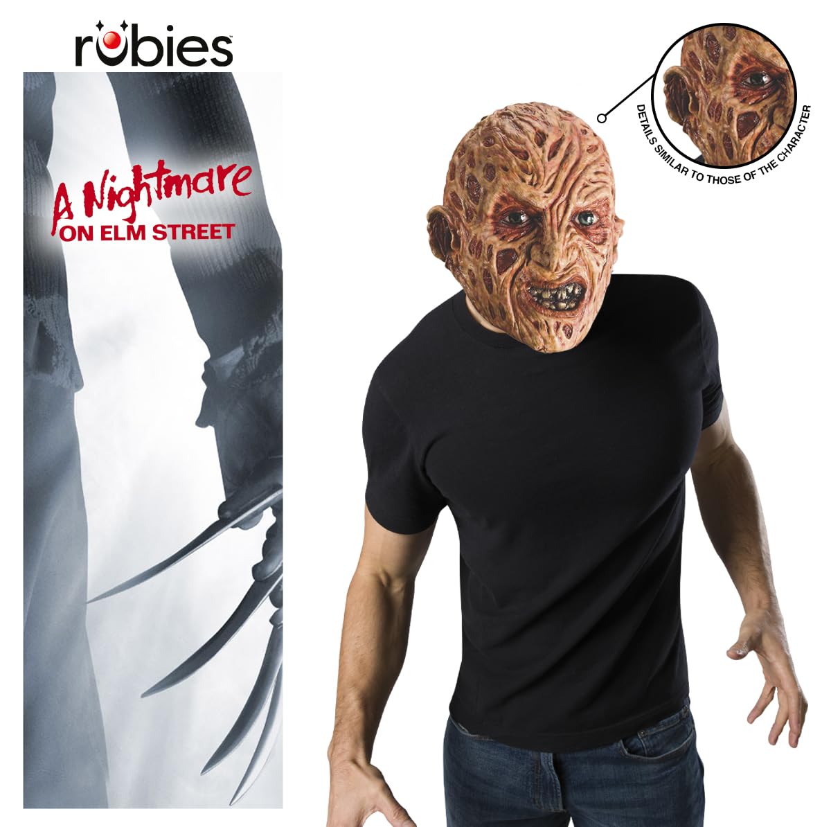 Rubie's Costume Co A Nightmare On Elm Street - Máscara de Freddy Krueger, Rojo -, Talla única