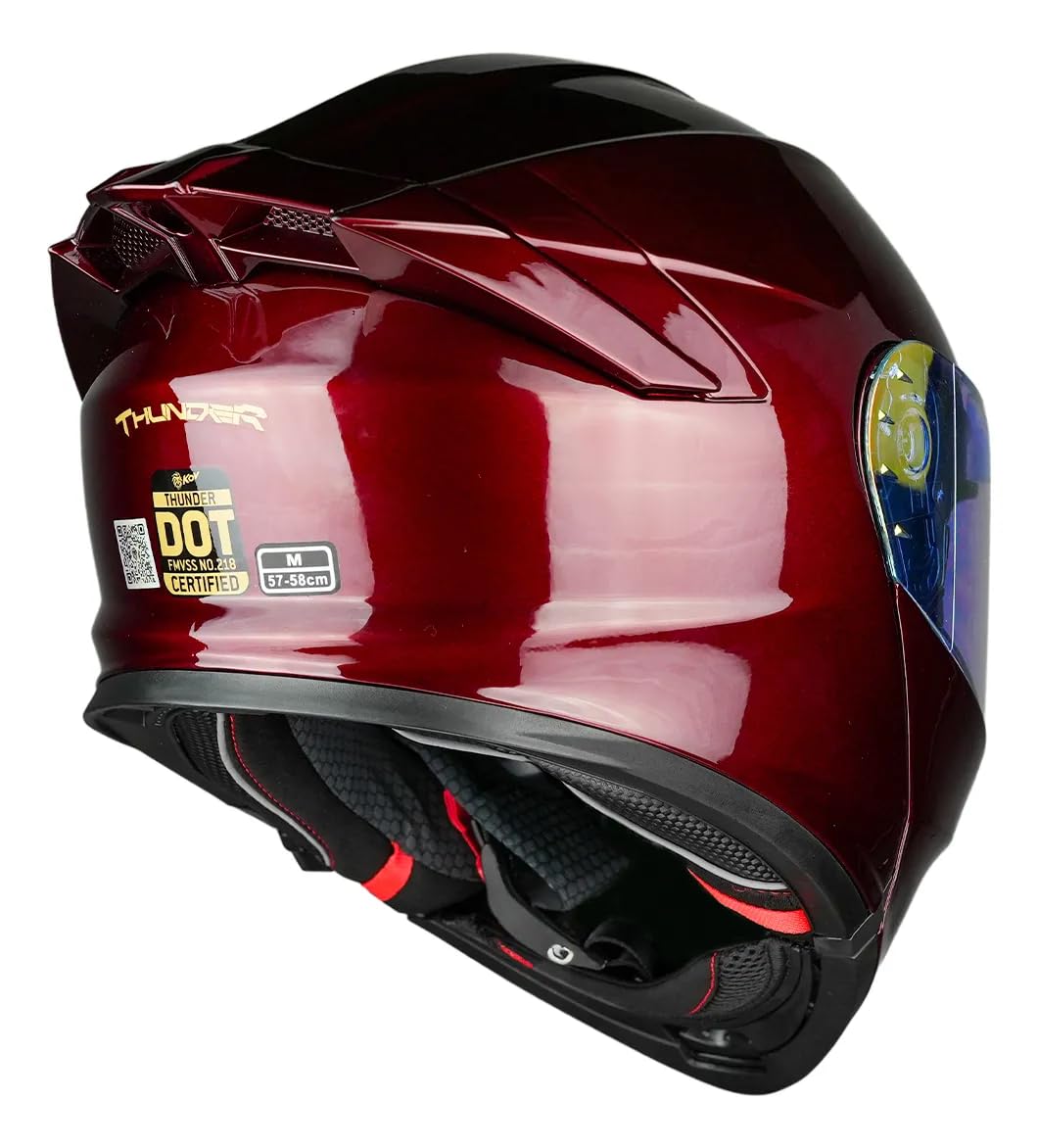 KOV Casco Thunder Cherry ABATIBLE Rojo Brillante para Moto Certificado Dot