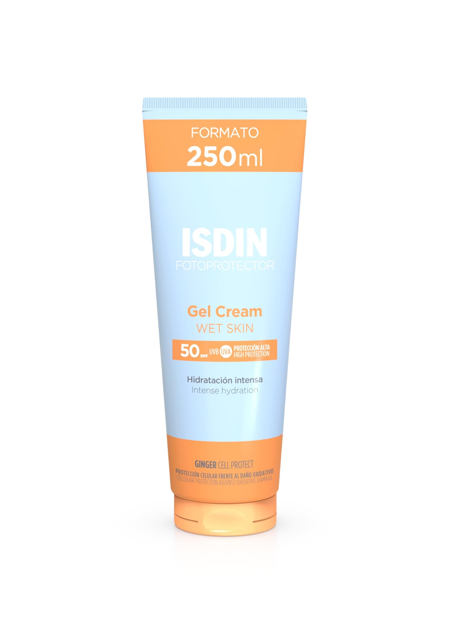 ISDIN Fotoprotector Gel Cream SPF 50+, Protector Solar Corporal refrescante e hidratante, Ideal para toda la familia, 250 ml