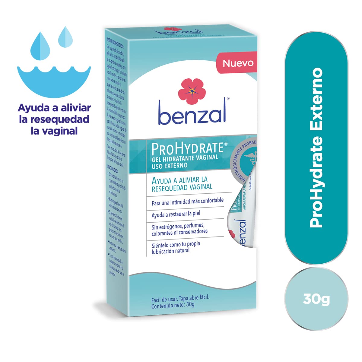 Benzal Prohydrate Kit, Shampoo Íntimo + Gel Lubricante Uso Externo, Alivia e Hidrata la Resequedad Vaginal, 332 g