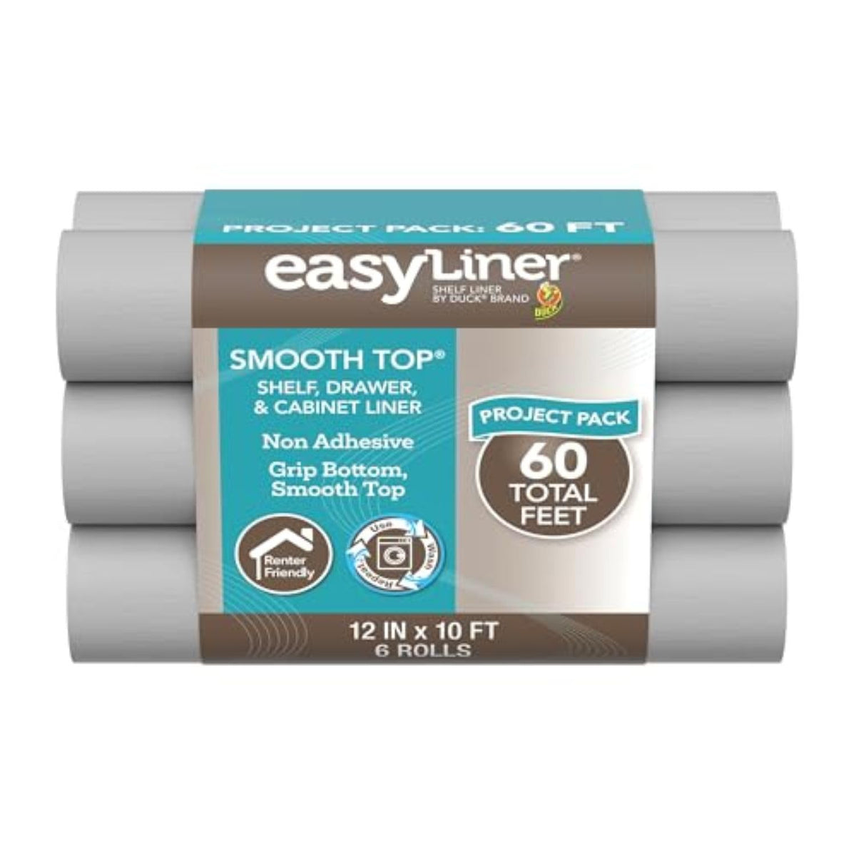 Smooth parte superior EasyLiner para armarios y cajones, fácil de instalar y cortar para ajustar, papel de estante y forro de cajón no calcomanía, forro antideslizante para despensa de cocina, 12
