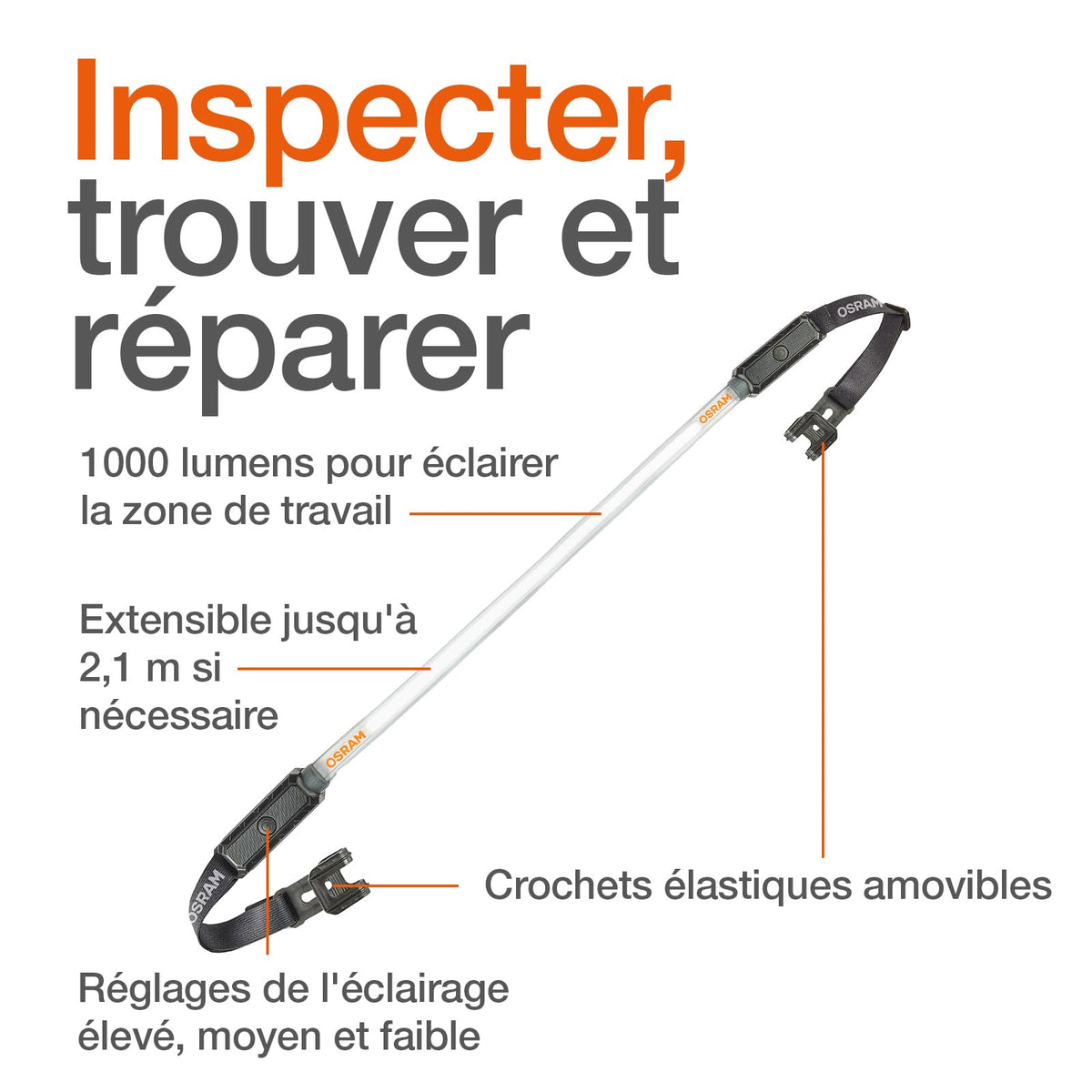 OSRAM LEDIL416 Lámpara de Inspección de Tira Flexible Recargable 5V, Negro