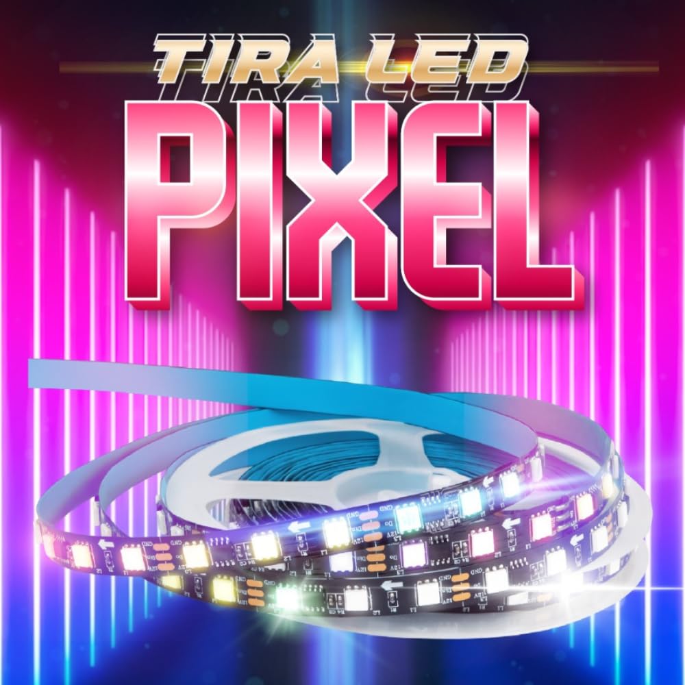 Tira LED Pixel Potencia 72W, 12V, 5 Metros, RGB Multicolor, 3,500 Lúmenes, LED independientes que pueden iluminarse en diferentes colores y patrones
