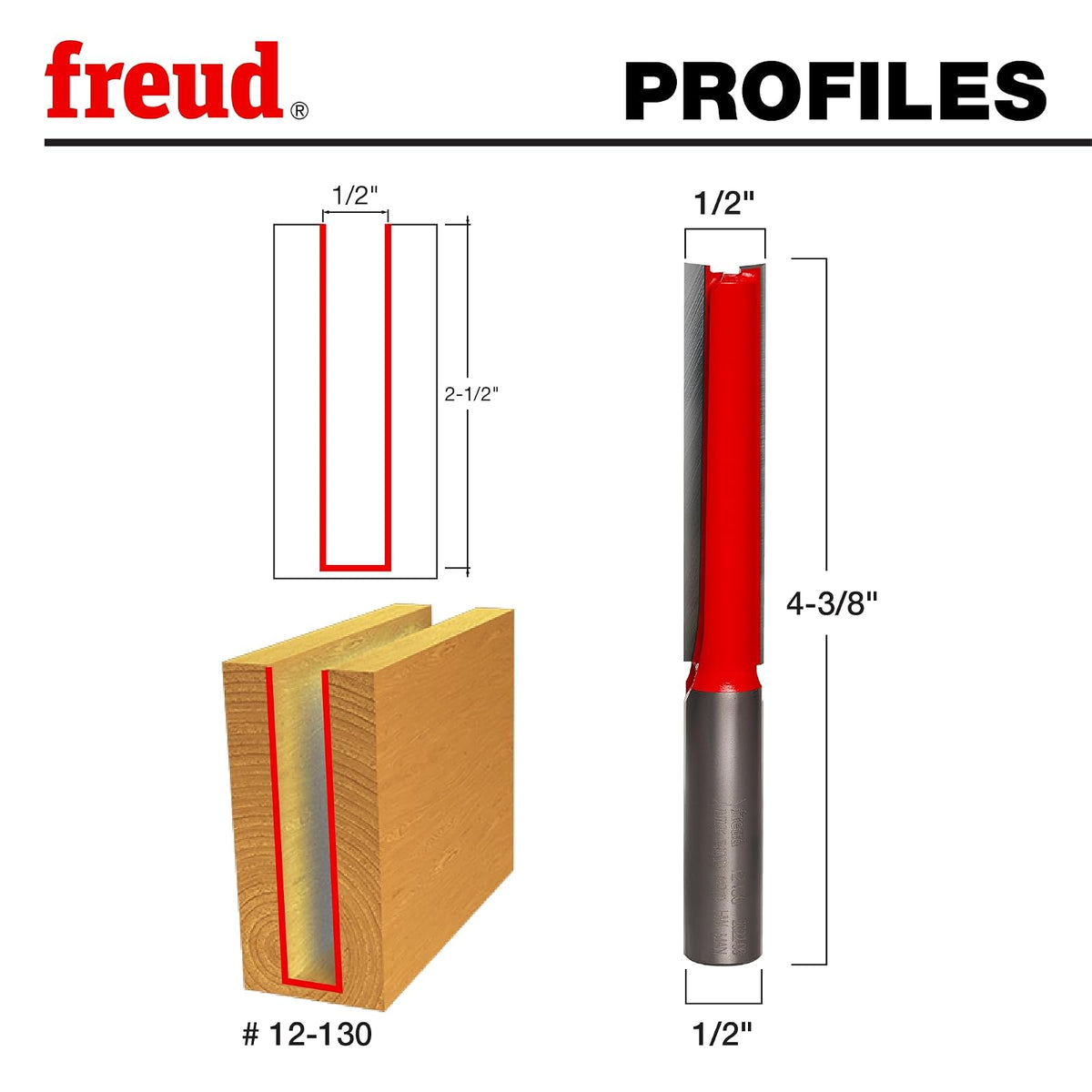 Freud 12-096 - Broca recta de doble flauta de 15/64 pulgadas x 3/4 pulgadas (vástago de 1/2 pulgada)