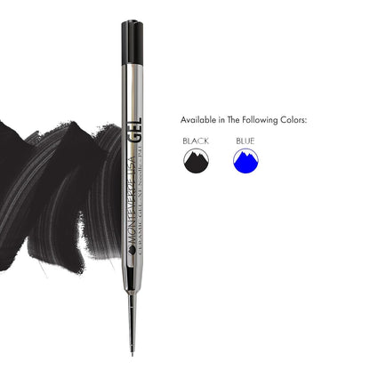 Monteverde Recambios de gel sin tapa para adaptarse a bolígrafos estilo Parker, punta de aguja extrafina de 0,5 mm, negro, paquete de 2, tecnología de escritura suave para Parker, Conklin, Schmidt y