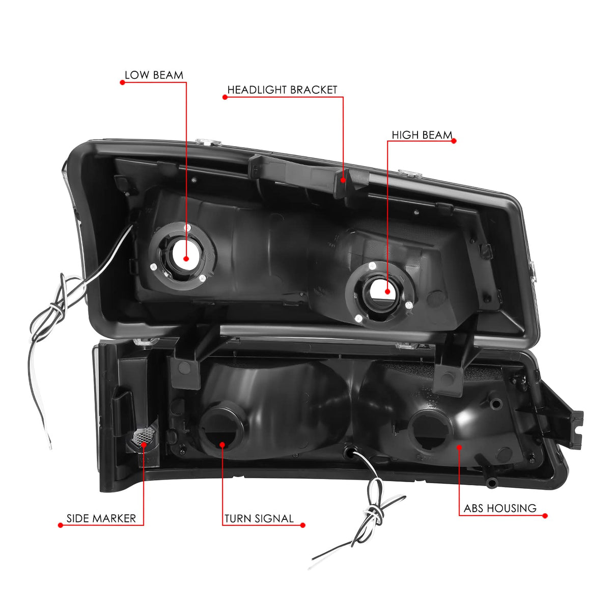 DNA Motoring Par de Faros LED DRL con Señal de Giro para Chevrolet Silverado 2003-2014, Negro/Transparente HL-LB5-CSIL03-BK-CL1