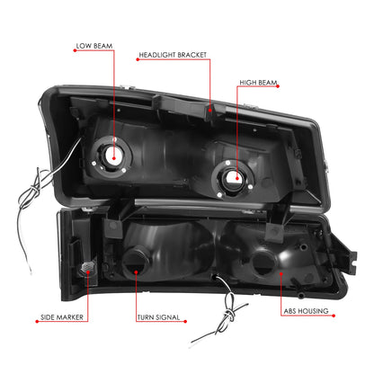 DNA Motoring Par de Faros LED DRL con Señal de Giro para Chevrolet Silverado 2003-2014, Negro/Transparente HL-LB5-CSIL03-BK-CL1