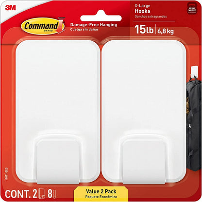 Command 17011-2ES Ganchos XL, 15 libras, blanco, 2 unidades - 2 ganchos